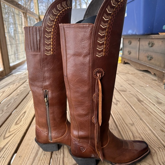 NEW Ariat Women’s Tall Brown Leather Western Boots ATS Zip Tassel US 7.5 B - Picture 7 of 8